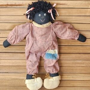 Vintage 17" rag doll Black Americana yarn hair painted face